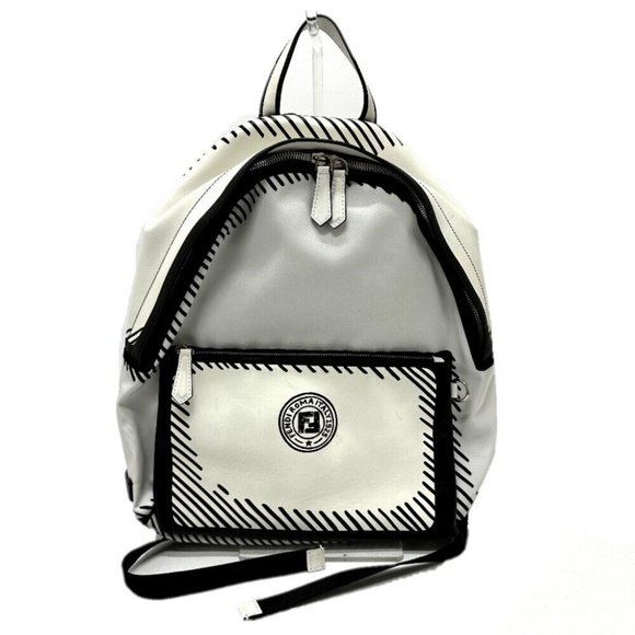 Fendi Handbags - FENDI Joshua Vidas California Sky Backpack Bag Canvas/Leather White